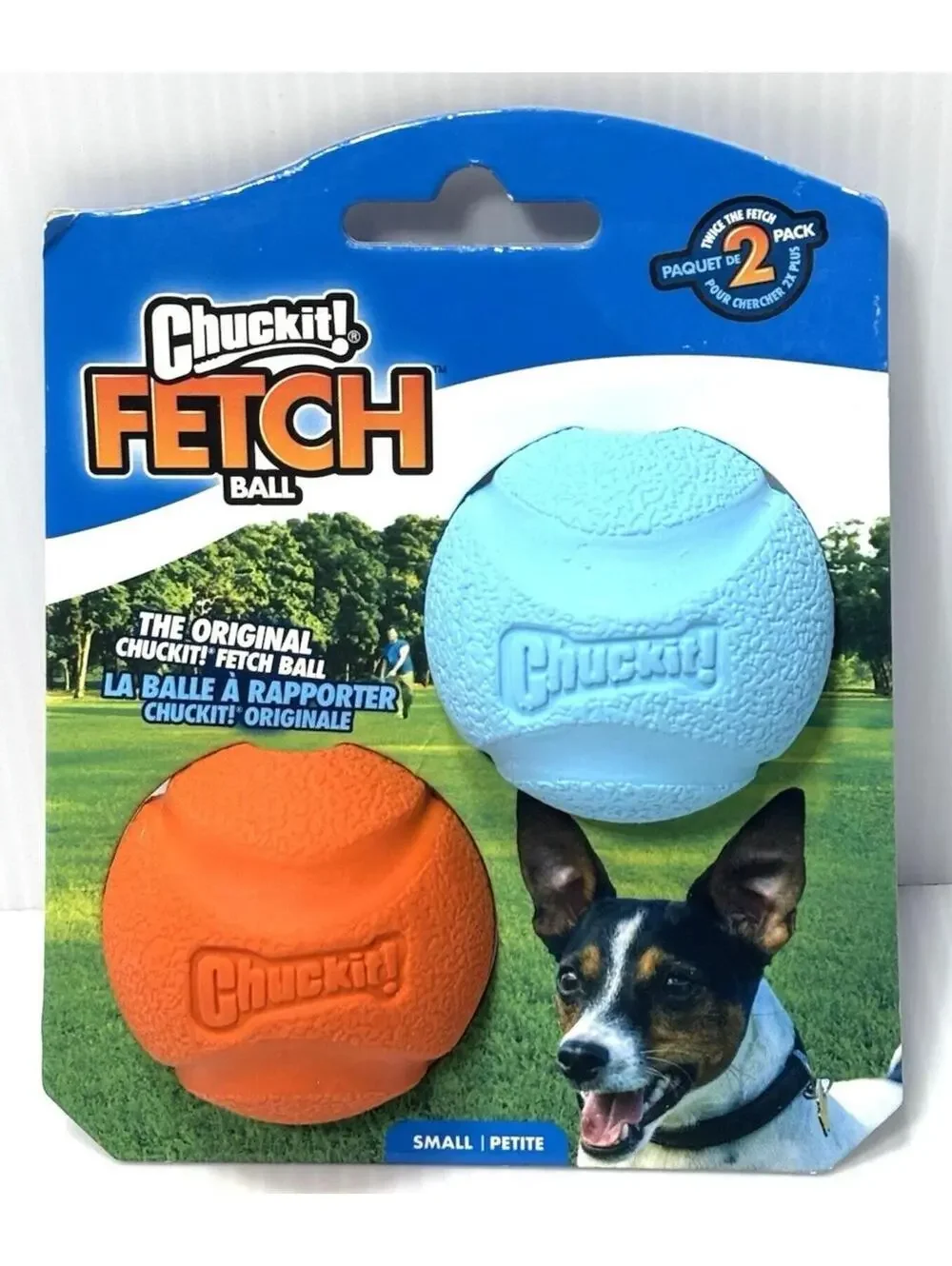 Chuckit Fetch Balls 2pk Small Orange Blue Durable Dog Toy Rubber Fetch Play NEW